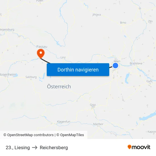 23., Liesing to Reichersberg map