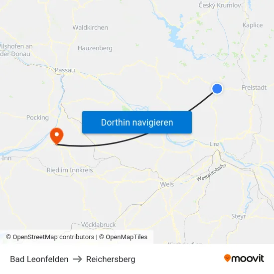 Bad Leonfelden to Reichersberg map