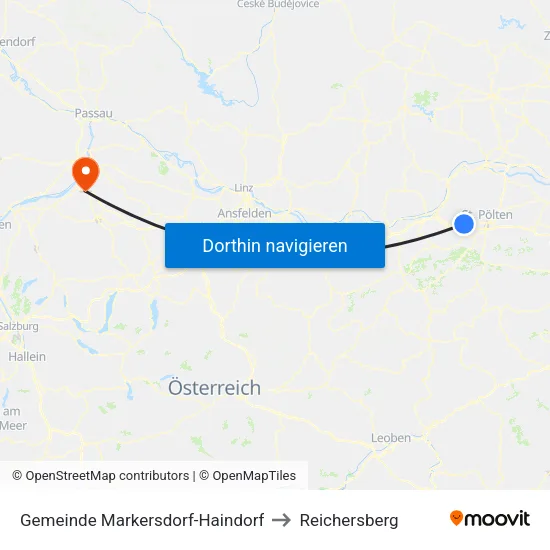 Gemeinde Markersdorf-Haindorf to Reichersberg map