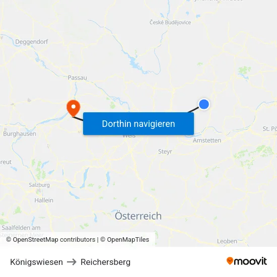 Königswiesen to Reichersberg map