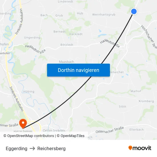 Eggerding to Reichersberg map