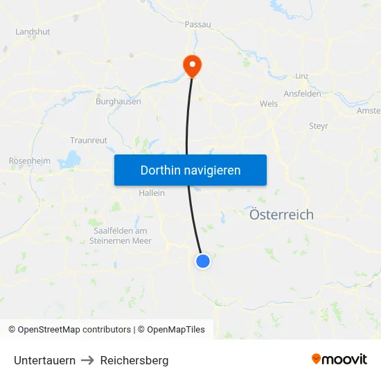 Untertauern to Reichersberg map