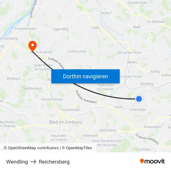Wendling to Reichersberg map