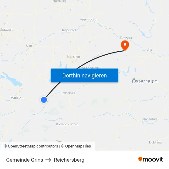 Gemeinde Grins to Reichersberg map