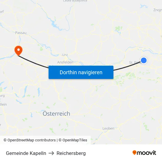 Gemeinde Kapelln to Reichersberg map