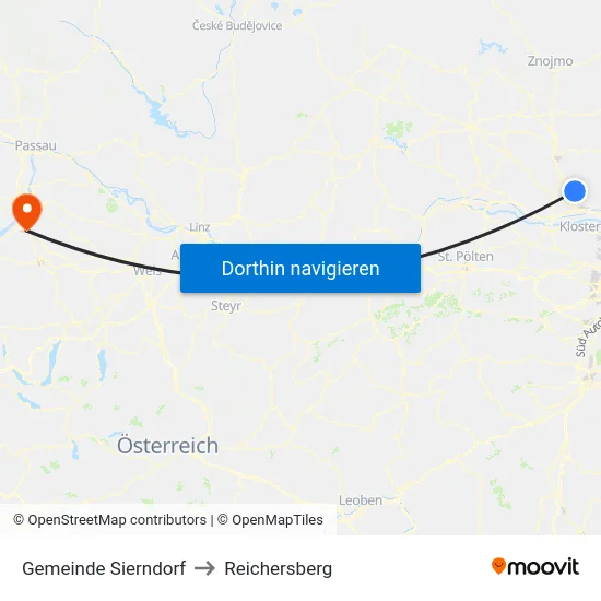 Gemeinde Sierndorf to Reichersberg map