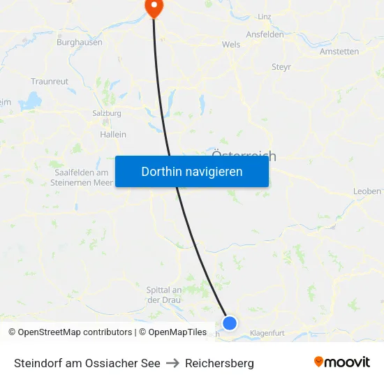 Steindorf am Ossiacher See to Reichersberg map