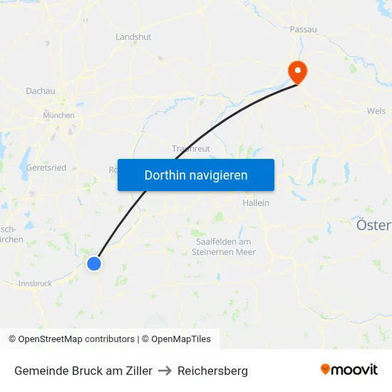 Gemeinde Bruck am Ziller to Reichersberg map