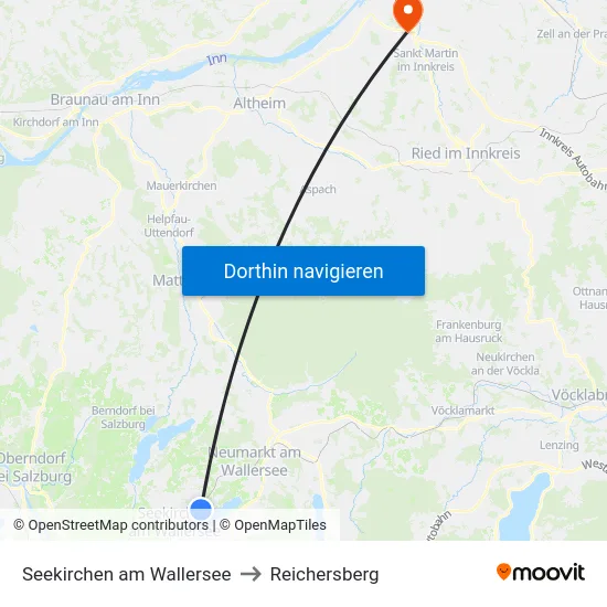 Seekirchen am Wallersee to Reichersberg map