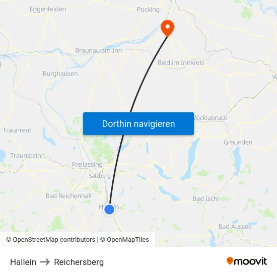 Hallein to Reichersberg map