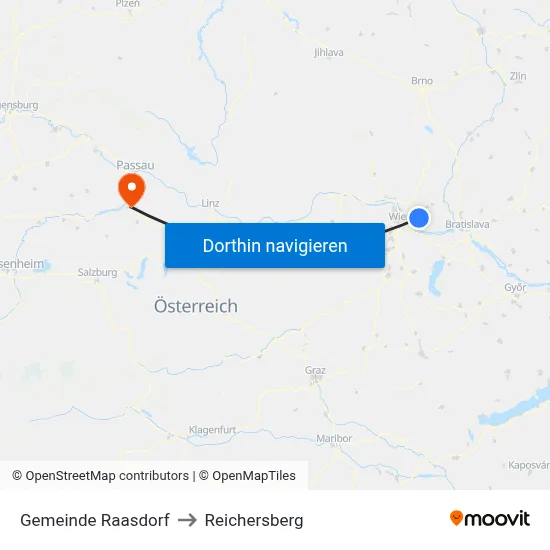 Gemeinde Raasdorf to Reichersberg map