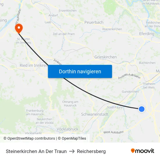 Steinerkirchen An Der Traun to Reichersberg map