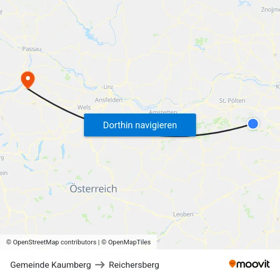 Gemeinde Kaumberg to Reichersberg map