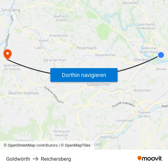 Goldwörth to Reichersberg map