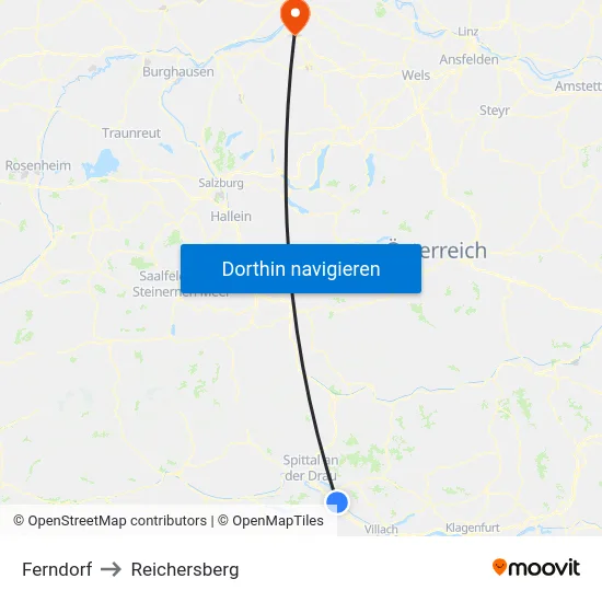 Ferndorf to Reichersberg map