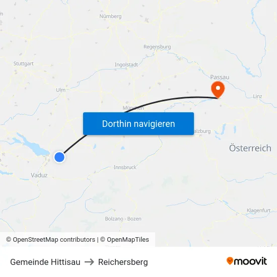 Gemeinde Hittisau to Reichersberg map