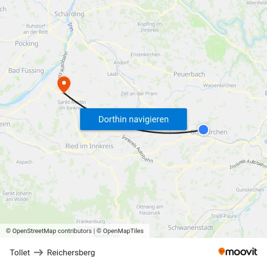 Tollet to Reichersberg map