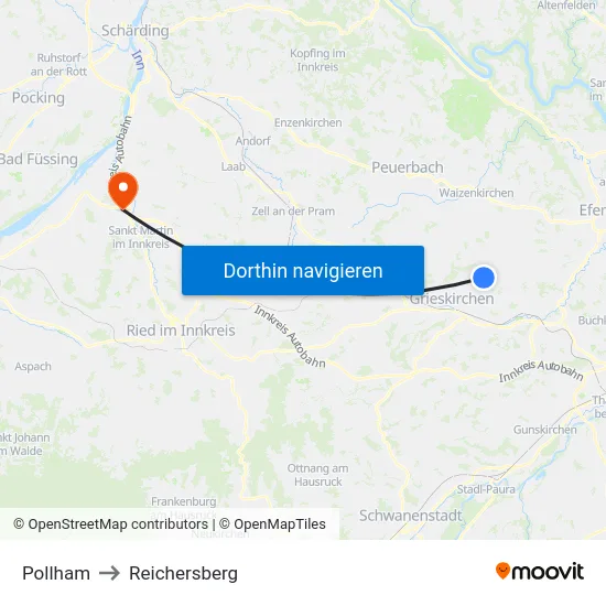 Pollham to Reichersberg map