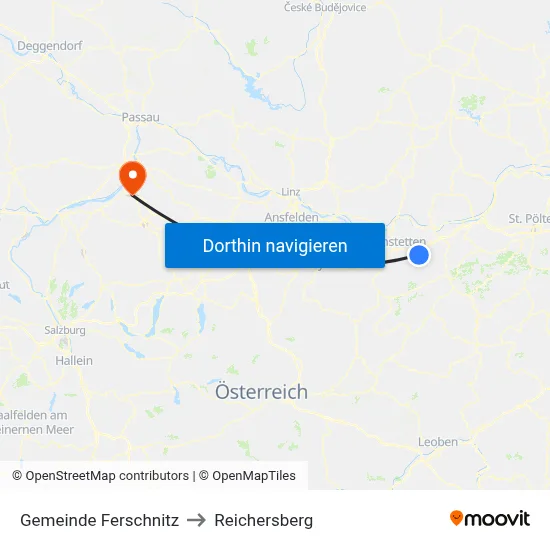 Gemeinde Ferschnitz to Reichersberg map