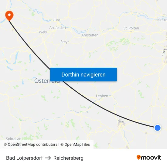 Bad Loipersdorf to Reichersberg map