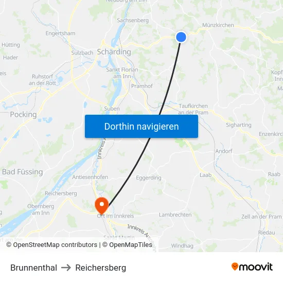 Brunnenthal to Reichersberg map