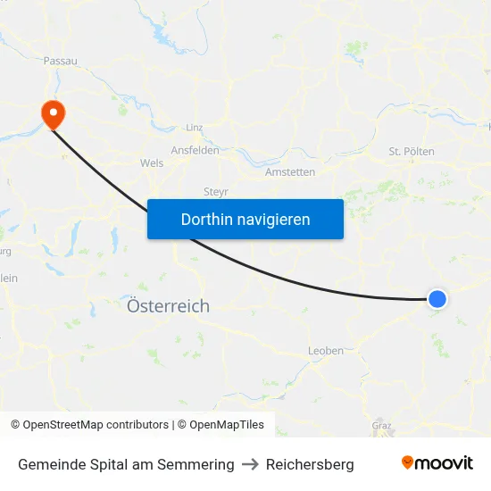 Gemeinde Spital am Semmering to Reichersberg map