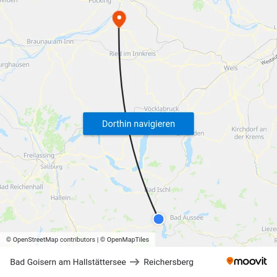 Bad Goisern am Hallstättersee to Reichersberg map