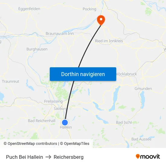 Puch Bei Hallein to Reichersberg map