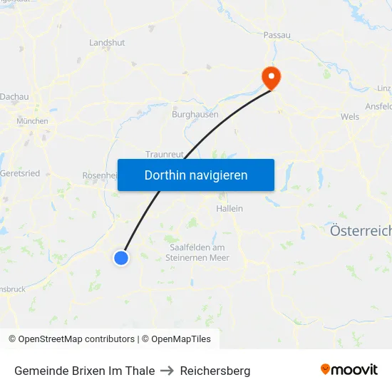 Gemeinde Brixen Im Thale to Reichersberg map