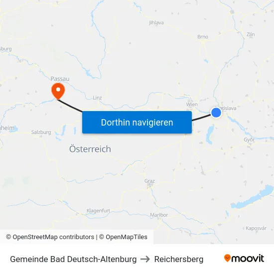 Gemeinde Bad Deutsch-Altenburg to Reichersberg map