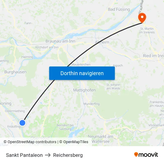 Sankt Pantaleon to Reichersberg map