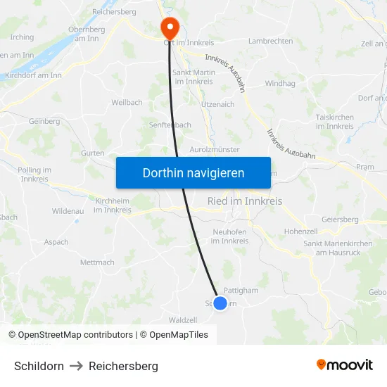 Schildorn to Reichersberg map