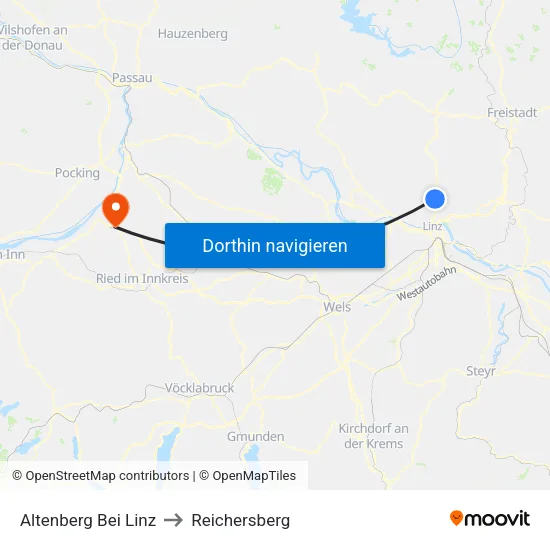 Altenberg Bei Linz to Reichersberg map