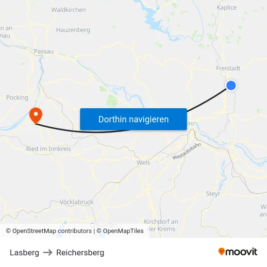 Lasberg to Reichersberg map