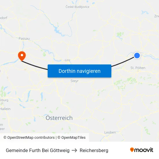 Gemeinde Furth Bei Göttweig to Reichersberg map