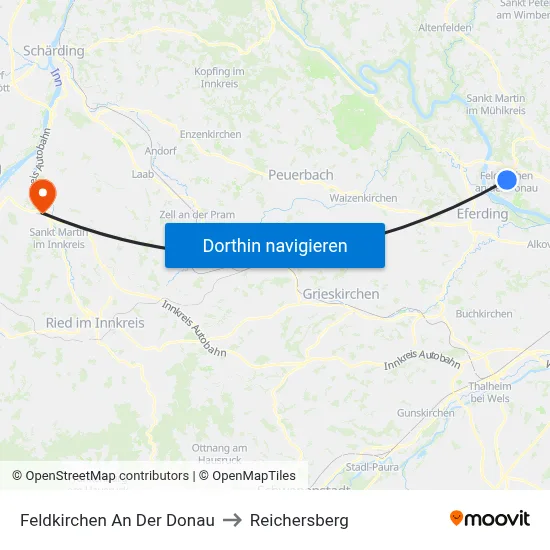 Feldkirchen An Der Donau to Reichersberg map