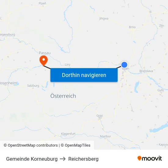 Gemeinde Korneuburg to Reichersberg map