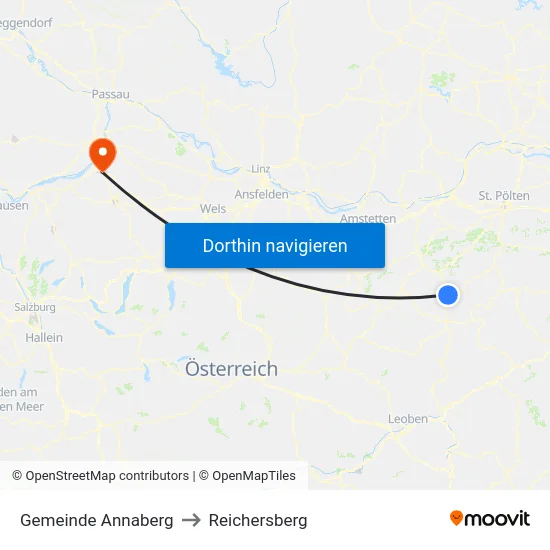 Gemeinde Annaberg to Reichersberg map