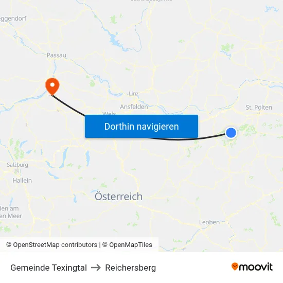 Gemeinde Texingtal to Reichersberg map