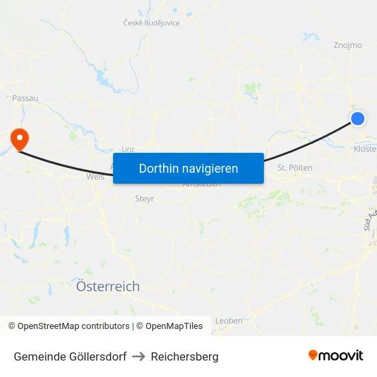 Gemeinde Göllersdorf to Reichersberg map