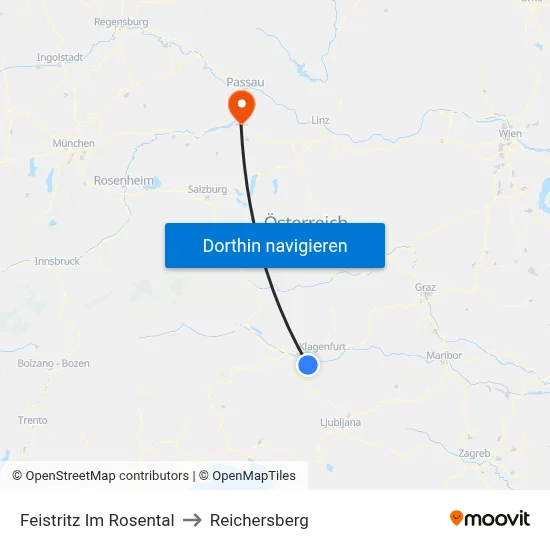 Feistritz Im Rosental to Reichersberg map