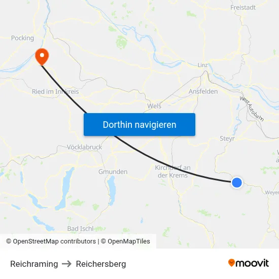 Reichraming to Reichersberg map