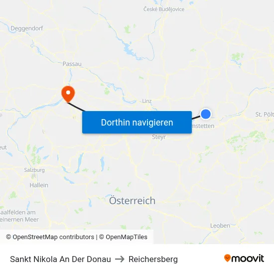 Sankt Nikola An Der Donau to Reichersberg map