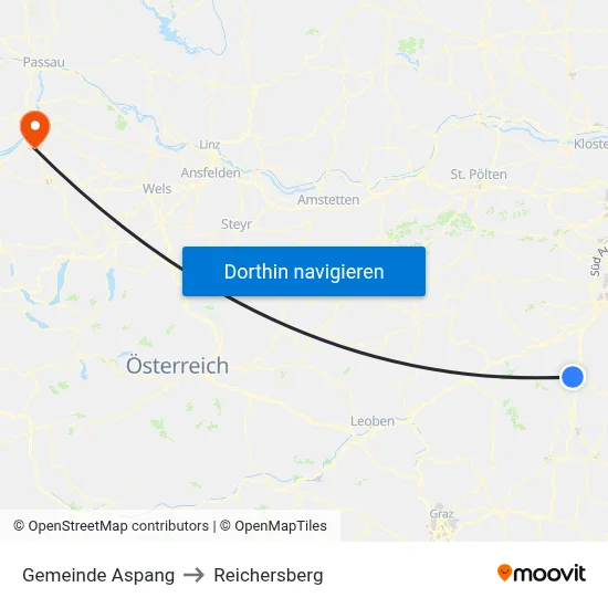 Gemeinde Aspang to Reichersberg map