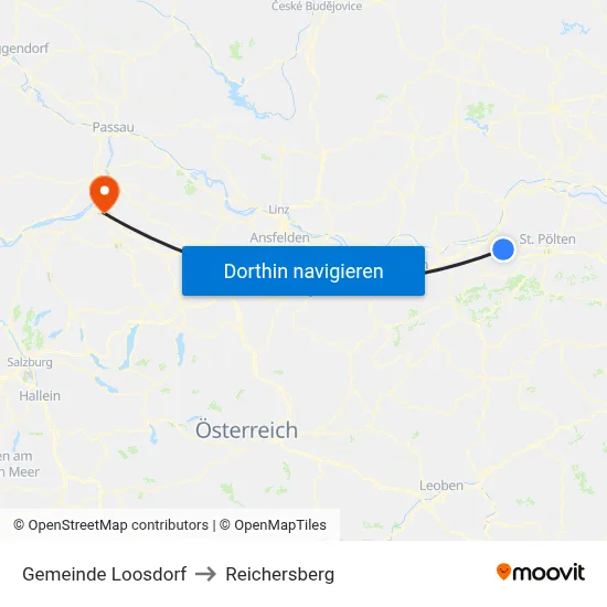 Gemeinde Loosdorf to Reichersberg map