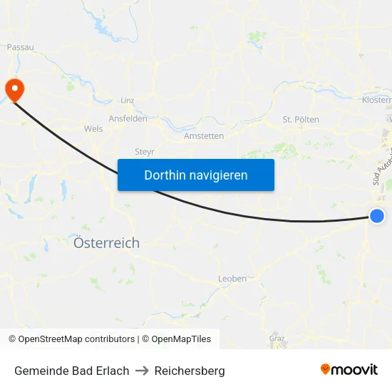 Gemeinde Bad Erlach to Reichersberg map