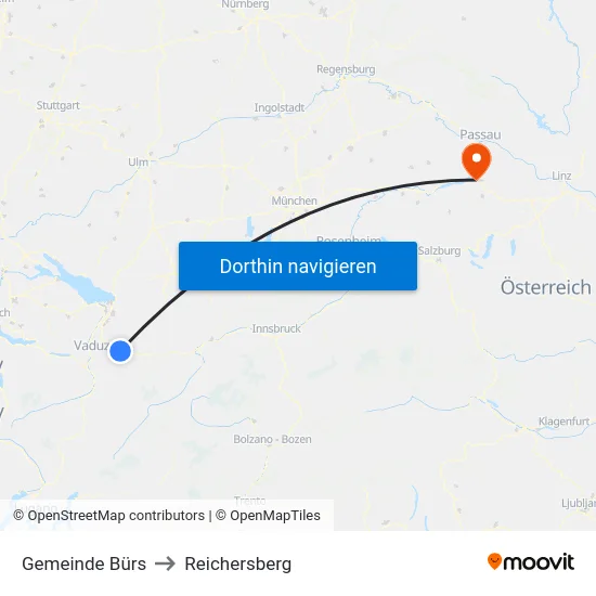 Gemeinde Bürs to Reichersberg map