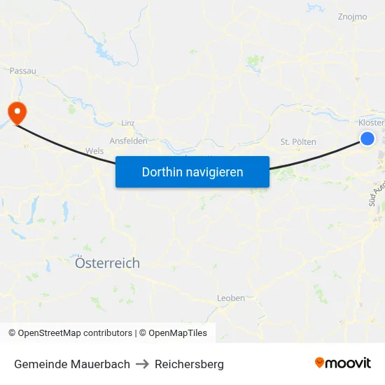 Gemeinde Mauerbach to Reichersberg map