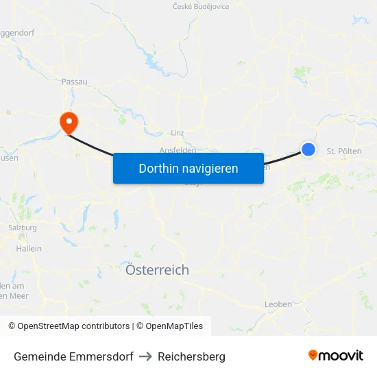 Gemeinde Emmersdorf to Reichersberg map