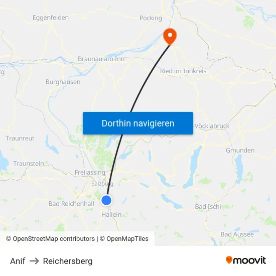 Anif to Reichersberg map